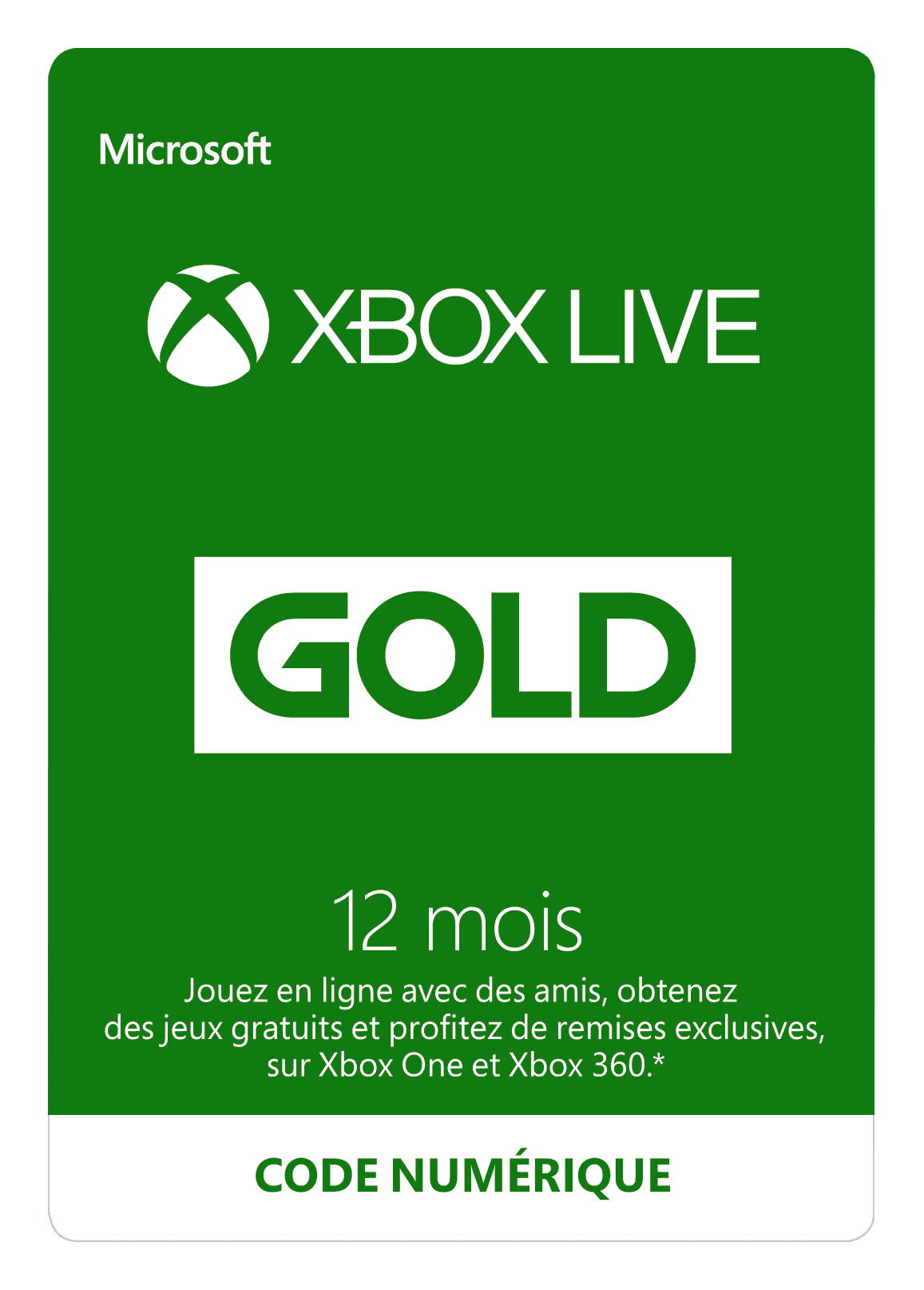 Abonnement Xbox Live Gold 12 mois